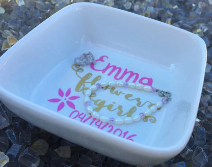 Personalized Flower Girl Gift, Flower girl jewelry, Personalized Ring Dish, Jewelry Dish for Girls, Flower Girl Bracelet