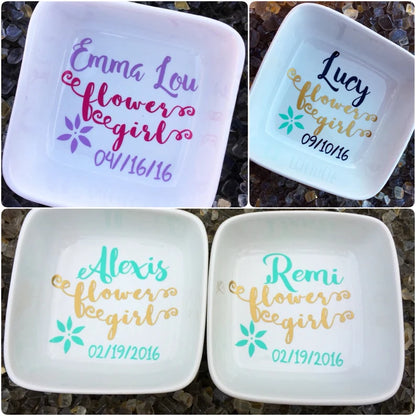 Personalized Flower Girl Gift, Flower girl jewelry, Personalized Ring Dish, Jewelry Dish for Girls, Flower Girl Bracelet