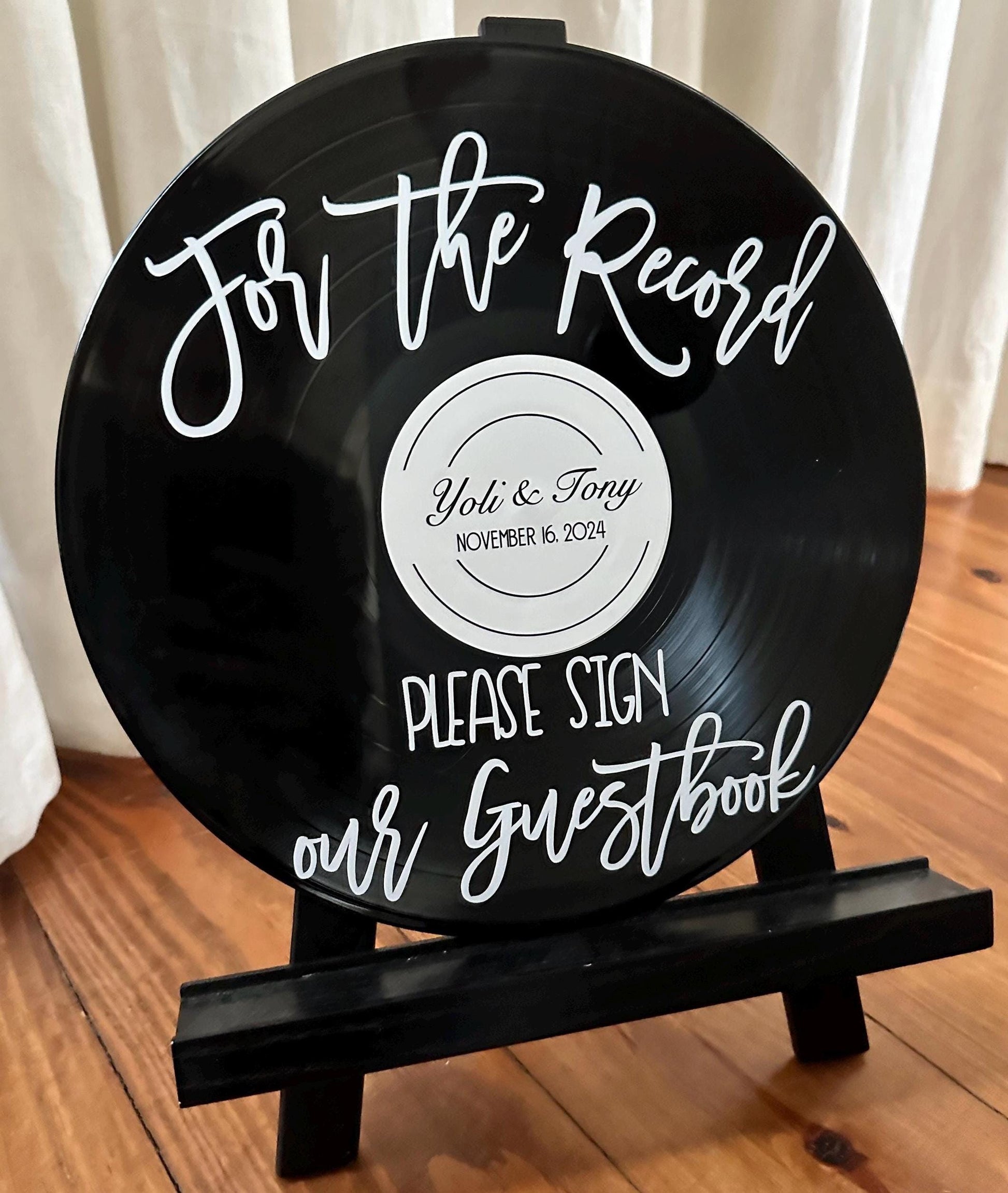 Custom Wedding Record Guestbook Sign, For the record sign our guestbook vinyl sign
