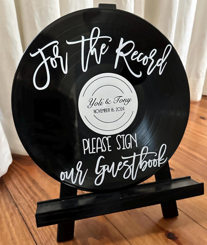 Custom Wedding Record Guestbook Sign, For the record sign our guestbook vinyl sign