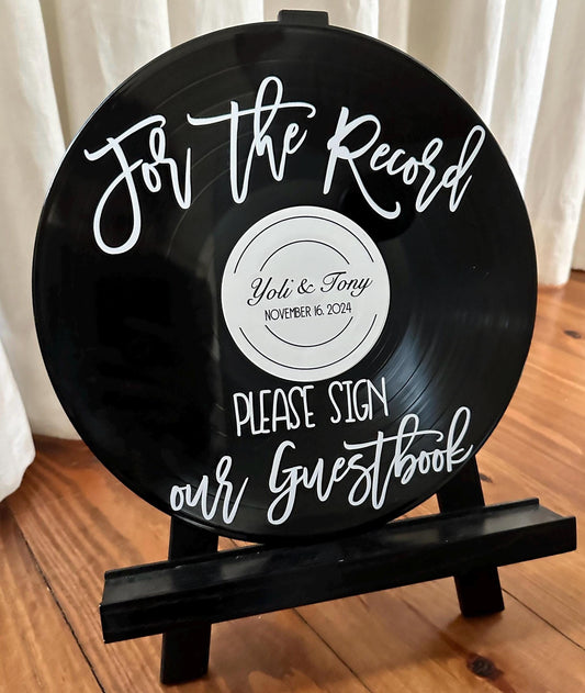 Custom Wedding Record Guestbook Sign, For the record sign our guestbook vinyl sign