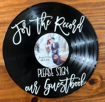 Custom Wedding Record Guestbook Sign, For the record sign our guestbook vinyl sign