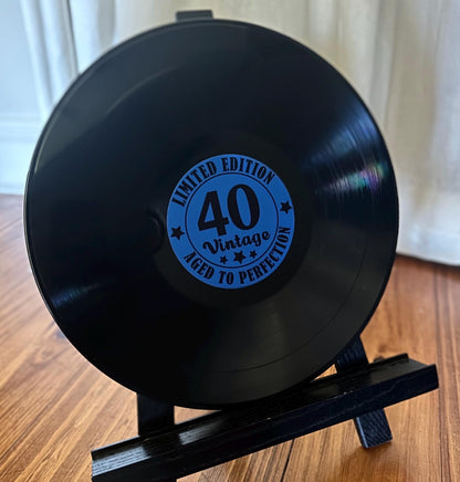Personalized Vinyl Record Sign, 60 Rocks sign, Over the Hill Birthday Decor, Music-Themed Guestbook, Milestone Birthday Party Sign