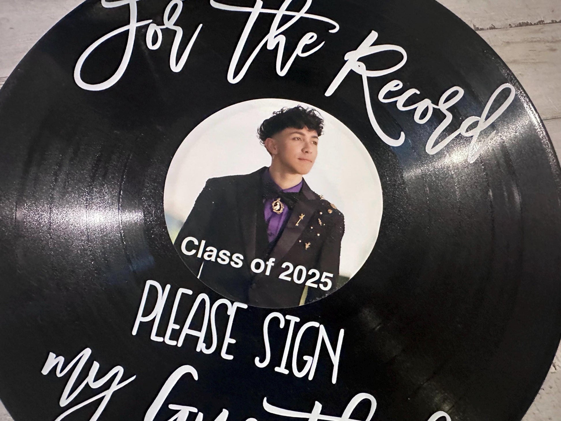 Custom Graduation Record Guestbook Sign, For the record sign my guestbook vinyl sign