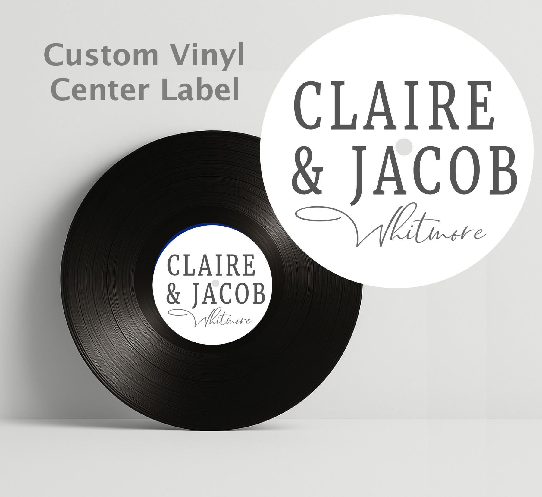 Custom Vinyl Record Center Label – 12" Sign or Guestbook – Wedding Decor, Music Themed Gift, Real Recycled Record with Label