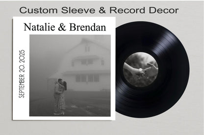 Custom Photo Vinyl Record Sleeve, Sticker for Record Label, Record Jacket for Wedding Guestbook, Personalized Guest book, Music Themed