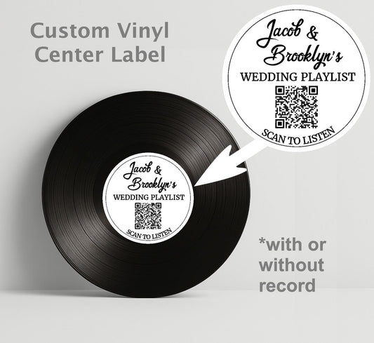Custom Wedding Playlist Vinyl Record Sign or Label – Unique Reception Decor, Guestbook Alternative, Party Favor, QR Code to Music