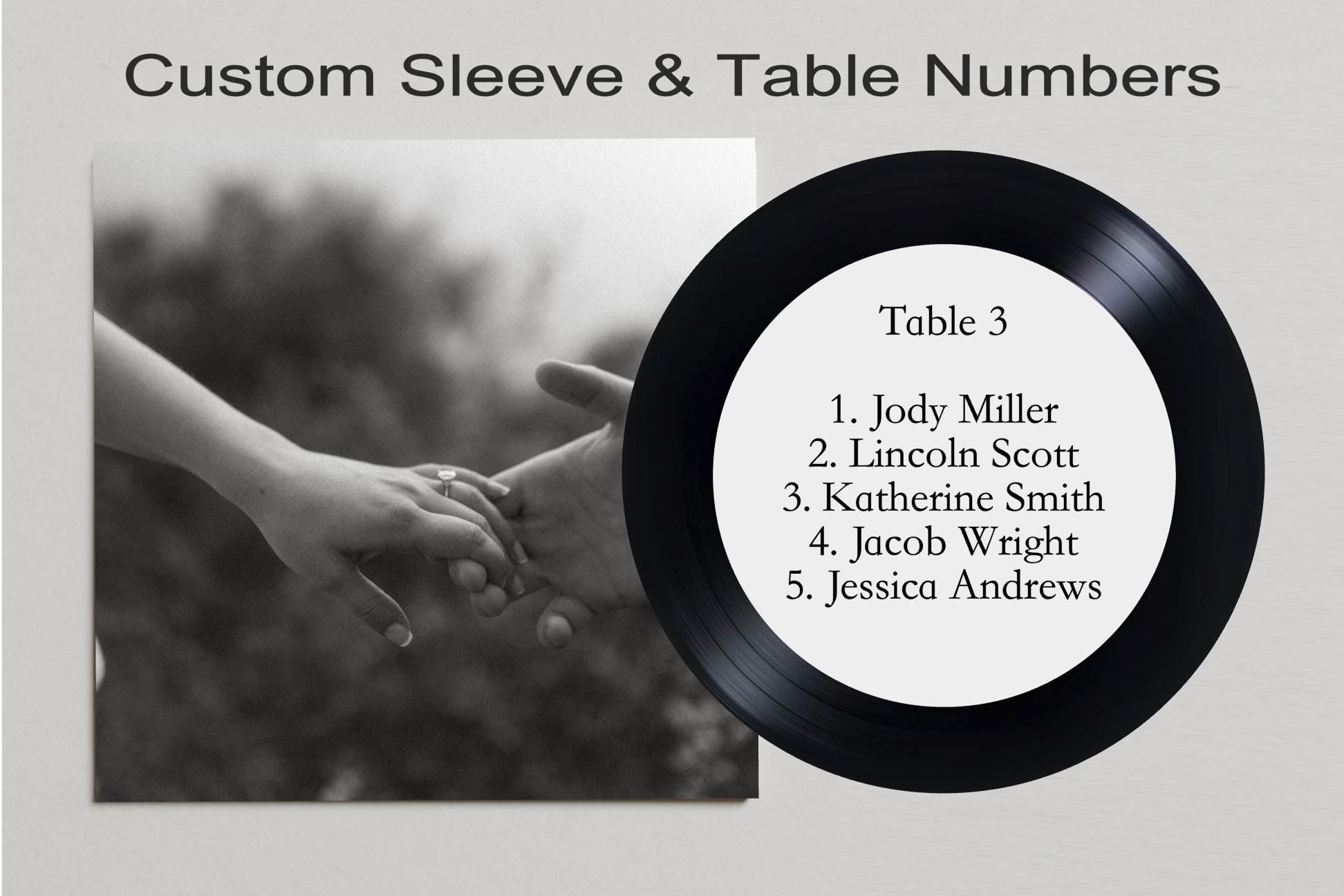Custom Vinyl 12” Record Sleeve Wedding Seating Chart – Personalized Table Numbers – Music Themed Wedding Decor – Record Guest Table Display