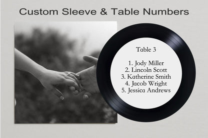 Custom Vinyl 12” Record Sleeve Wedding Seating Chart – Personalized Table Numbers – Music Themed Wedding Decor – Record Guest Table Display