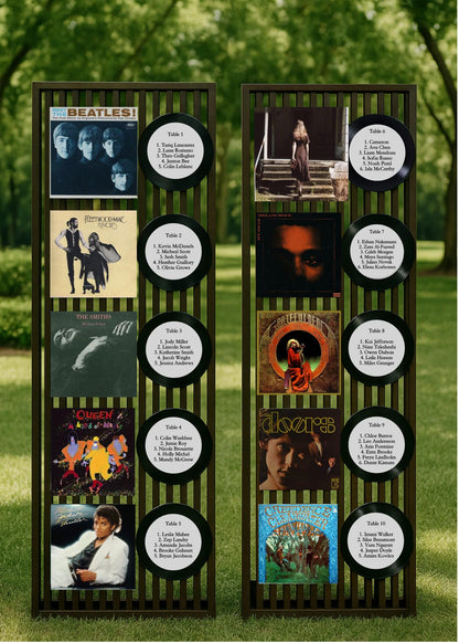 Custom Vinyl 12” Record Sleeve Wedding Seating Chart – Personalized Table Numbers – Music Themed Wedding Decor – Record Guest Table Display