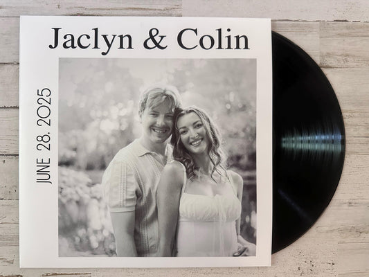Custom Wedding Vinyl 12” Sleeve Full Picture Record Jacket with Clear Protective Jacket