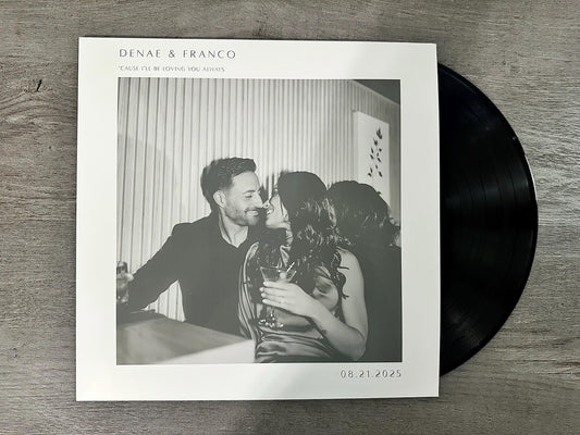Custom Wedding Vinyl 12” Sleeve Full Picture Record Jacket with Clear Protective Jacket