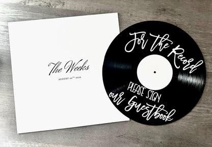 Custom Record Sleeve Guestbook, Personalized Vinyl Jacket to Sign, Wedding Guestbook, 12” Vinyl Sleeve Photo with Name, Please Sign